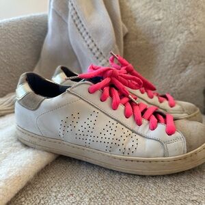 P448 sneaks with neon puffy laces